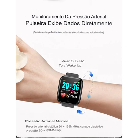 Smartwatch D20 relógio Colocar foto com tela hd y68 bluetooth