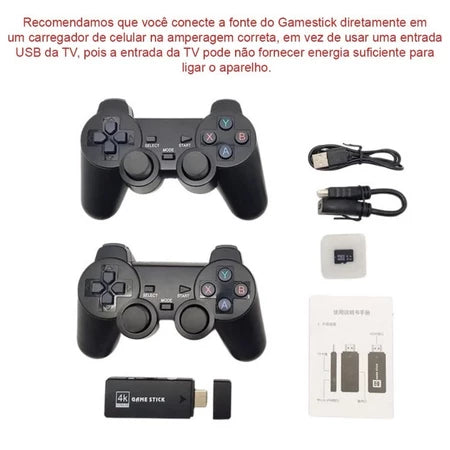 Videogame Stick 2 Controles Sem Fio + Console Portatil Jogos Retro Antigo